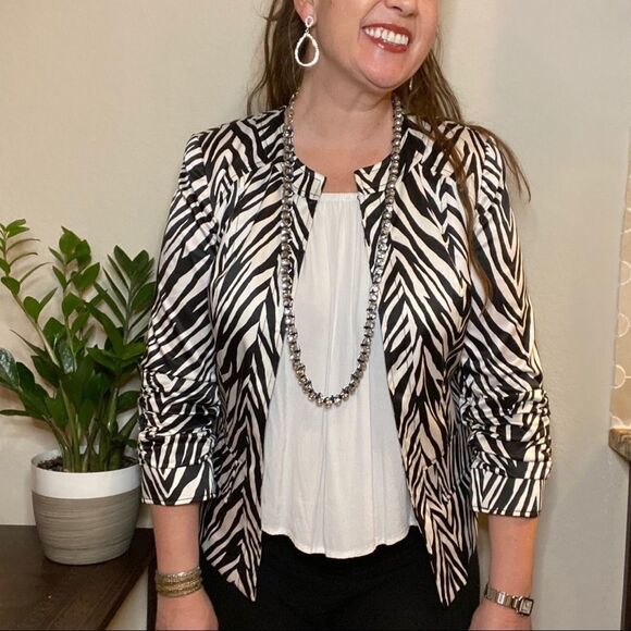 Peck & Peck Zebra Striped Jacket Sz 6 - Picture 2 of 8